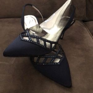 Blue strapped evening shoe